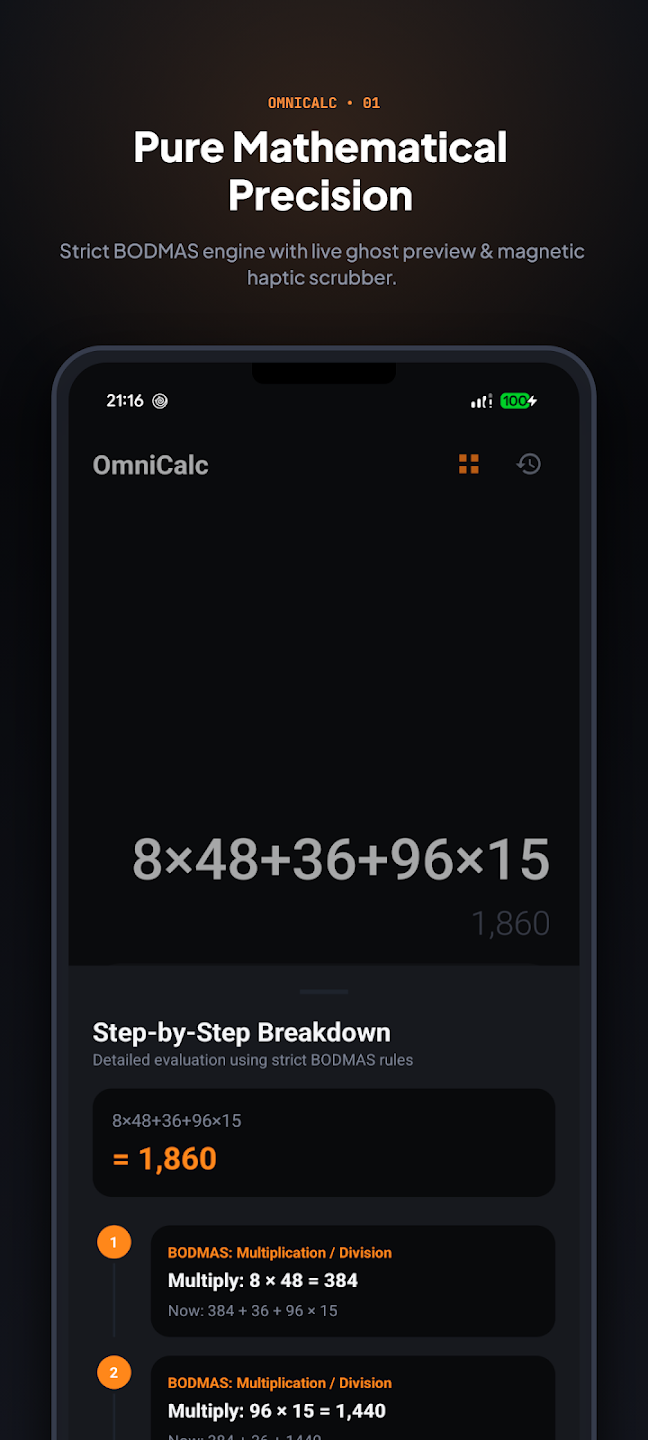 OmniCalc — Praktická kalkulačka na každý deň — Ukážka 1
